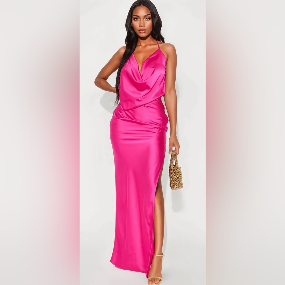 Fashion Nova Vibrant Pink Maxi Dress